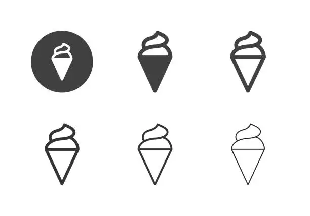 Vector illustration of Ice Cream Cone Icons - Multi Series