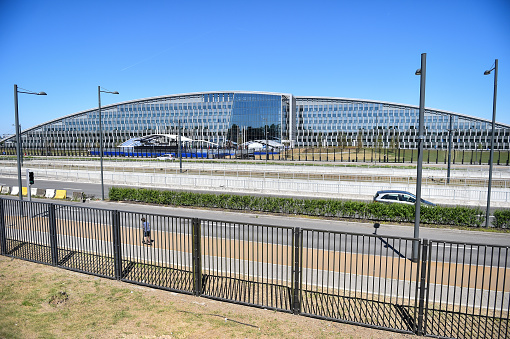 BRUSSELS, BELGIUM - MAY 25, 2017: New NATO headquarters seen before the NATO Summit in Brussels.