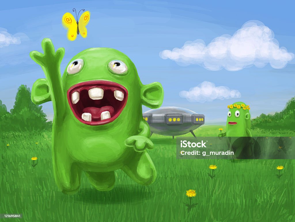 Funy Alien Funny Aliens Stock Illustration - Download Image Now - Alien, Butterfly ...