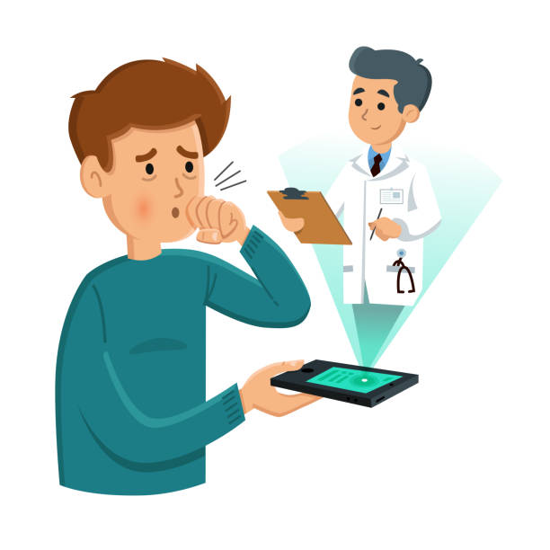 Patient consults Doctor over the Phone vector art illustration