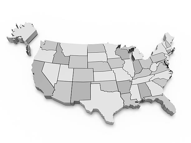 istock Gray map of USA. 3d 121695877