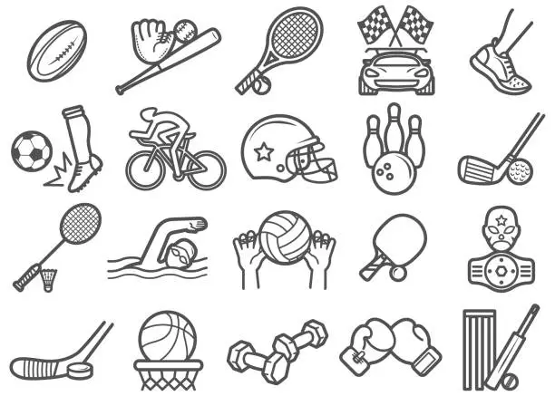 Vector illustration of Sport Line Icons Set Clip Art