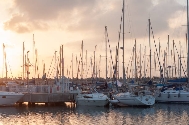 istock Yachts and sunset. Yachts on a sunset background. 1216961446