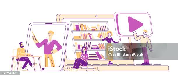 Online Library Concept People Reading Ebooks And Study At School Using ...