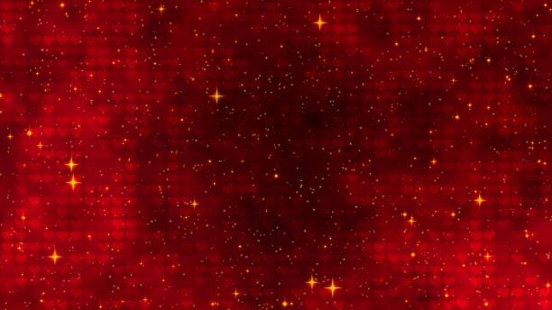 istock Red pattern with golden confetti, stars and red hearts. For St. Valentines Day, Wedding invitation e-card. 3D rendering 3D illustration 1216963394