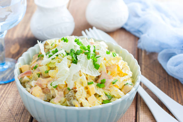 istock Peking salad with chicken and mayonnaise, selective focus 1216965001