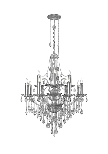 Chandelier isolated on white background with clipping path