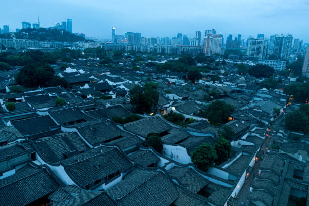 In Fuzhou City, Fujian Province, China, the ancient city buildings of \