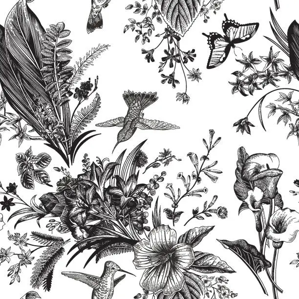 Vector illustration of Vector seamless vintage floral pattern.