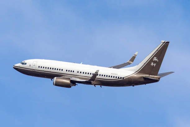 aviones de negocios boeing de lujo (737-79u bbj) operados por wynn resorts. - bowing fotografías e imágenes de stock