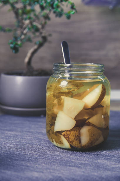 istock Homemade canned juice from pear 1216971438