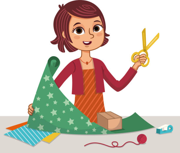 Woman Gift Wrapping A Package For Birthday Or Christmas Stock Illustration - Download Image Now - iStock Woman Gift Wrapping A Package For Birthday Or Christmas Stock Illustration - Download Image Now - iStock