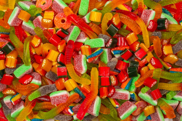 istock Assorted gummy candies. Top view. Jelly  sweets background. 1216974095