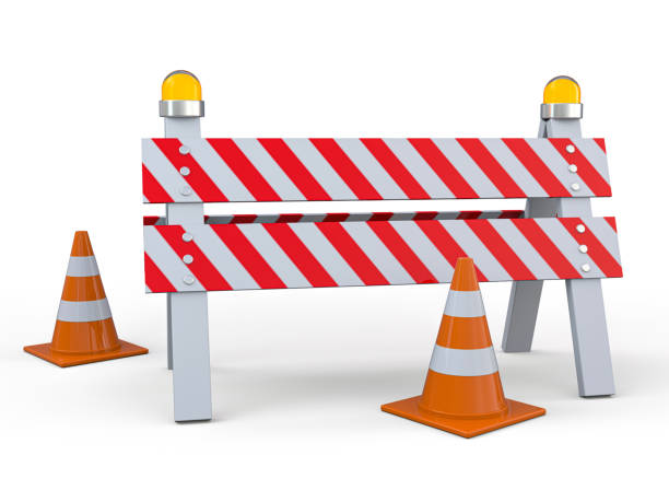istock Signs of road work. Hazard warning. 3D 1216975793