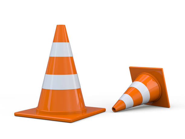 istock Signs of road work. Hazard warning. 3D 1216977539
