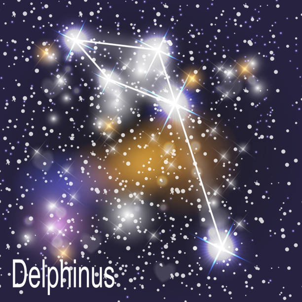 Delphinus Constellation with Beautiful Bright Stars on the Background of Cosmic Sky Vector Illustration Delphinus Constellation with Beautiful Bright Stars on the Background of Cosmic Sky Vector Illustration. EPS10 constellation delphinus stock illustrations