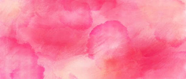 テクスチャー紙に明るいピンクの水彩背景。水彩画の汚れ。 - ピンク　背景 ストックフォトと画像