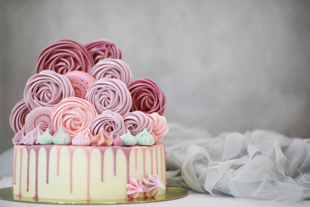istock Beautiful festive cake biscuit with different creams 1216979557