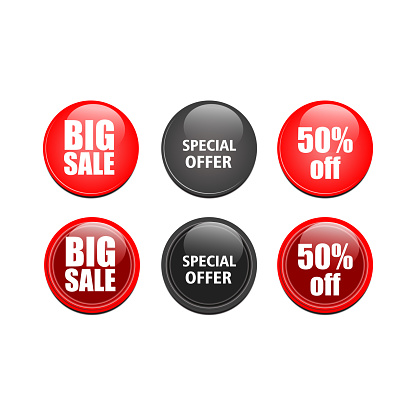 glossy sales button vector design illustration with a white background