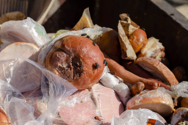 gnijące kiełbaski z bliska. - garbage food compost unpleasant smell zdjęcia i obrazy z banku zdjęć