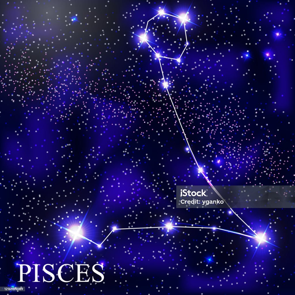 Pisces Zodiac Sign With Beautiful Bright Stars On The Background ...