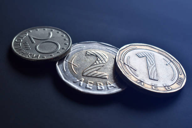 istock Macro close-up of bulgarian coins 1216989675