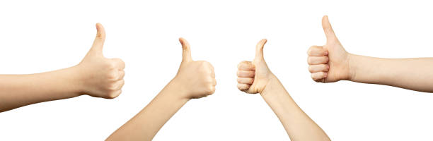 istock Hands show thumb up on a white isolated background 1216991430