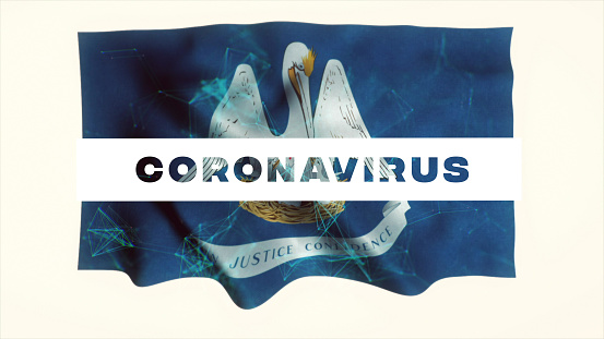 Coronavirus 2019-nCov novel coronavirus concept motion background, USA State of Louisiana Coronavirus News. coronavirus dangerous flu. Asia, China - East Asia, 4K Resolution, Abstract, Alertness.
