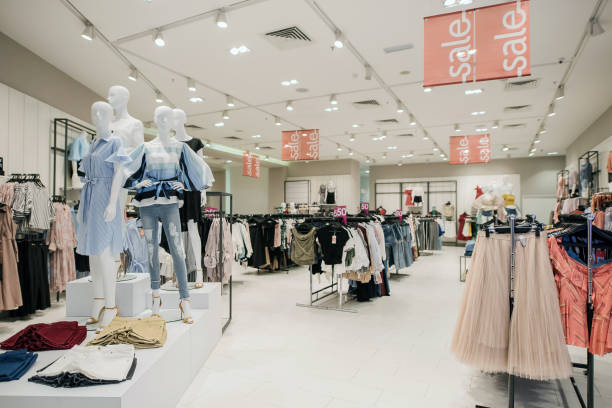Interior of a store selling women's clothes and accessories stock photo