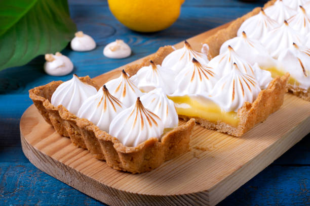 istock Lemon tart with caramelized meringue cut into pieces 1216998781