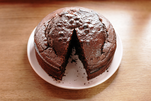 A chocolate sponge cake