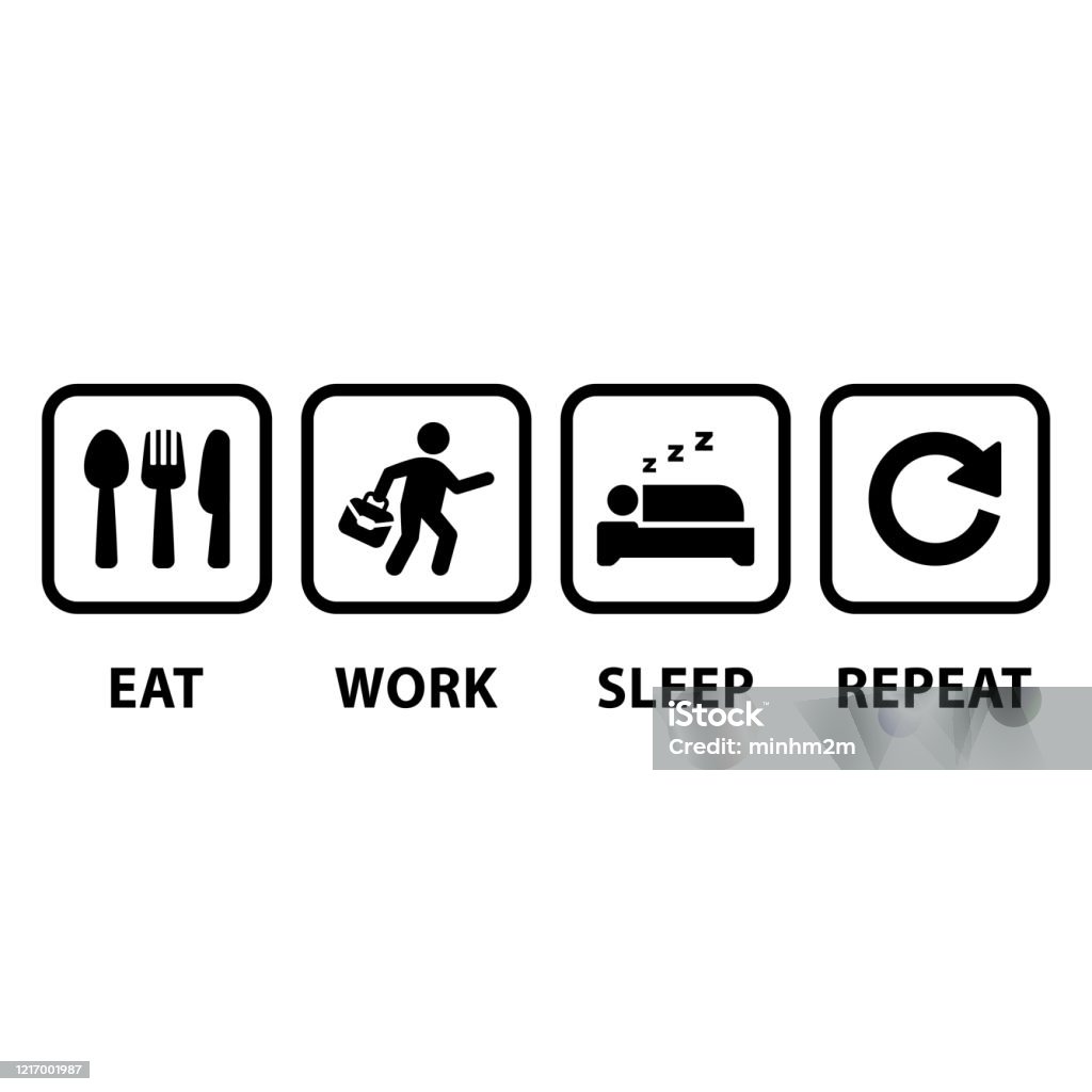 Eat Work Sleep Repeat Icons Stock Illustration - Download Image Now -  Addiction, Business, Businessman - iStock