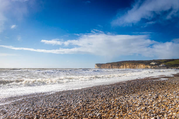 Seven sisters cottages at seaside of UK