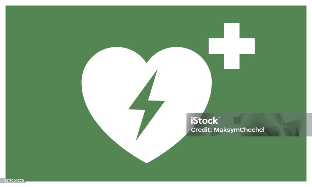 Defibrillator Sign Sticker Aed Sticker Emergency First Aid Defibrillator Sign Sticker Stock ...