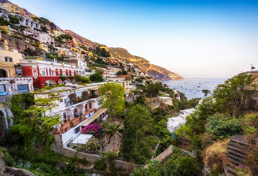 Positano at Sunset, Amalfi Coast. Italy