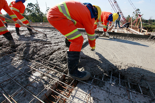 Sao Paulo, Brazil - set 13, 2013 - operatives works in construction of road on countryside of Brazil