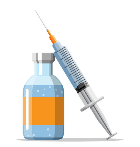 ilustraciones, imágenes clip art, dibujos animados e iconos de stock de ampolla y jeringa - syringe