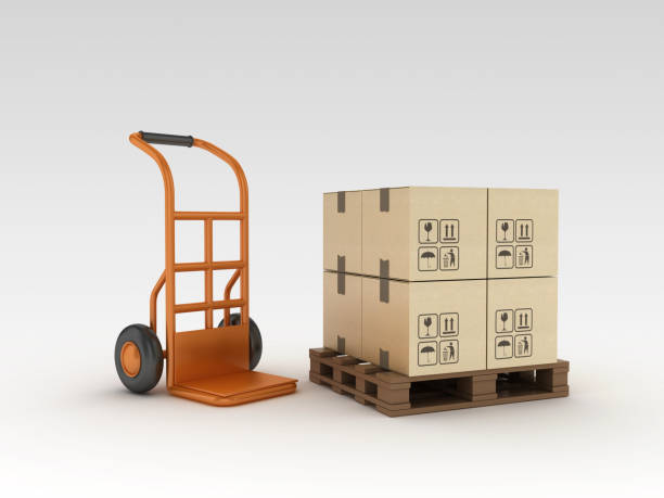 istock Hand Truck and Cardboard Boxes - 3D Rendering 1217007937