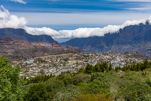 village of Cilaos in the middle of Reunion Island, French department in the Indian Ocean