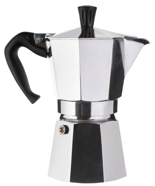 istock Metal coffee pot isolated on white. Home kitchenware 1217011892