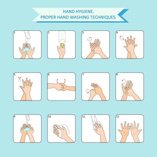 istock Color infographics of hand washing hygiene in vector. 1217013366