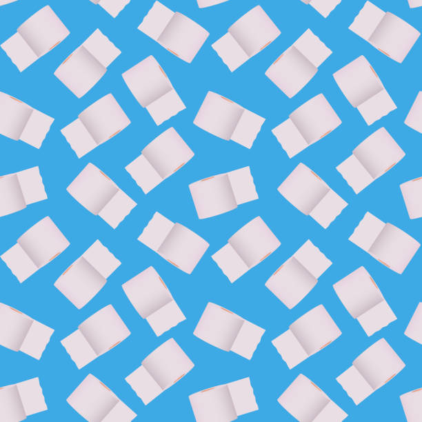 seamless toilet paper pattern on a blue background. 3d illustration