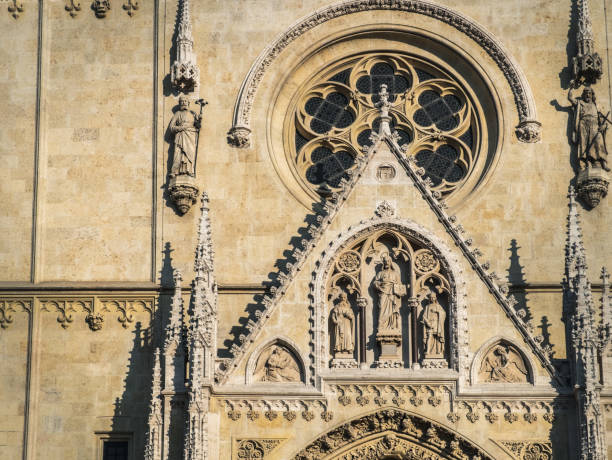 istock Old famous Cathedral facade in Zagreb, Croatia 1217018686