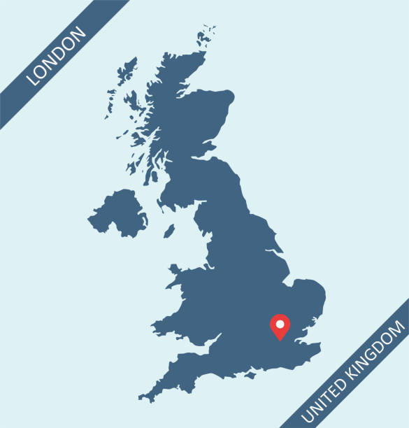 Map of UK United Kingdom map with its capital location, London, for web page, application, and educational purposes. The map is accurately prepared by a map expert. nottingham stock illustrations