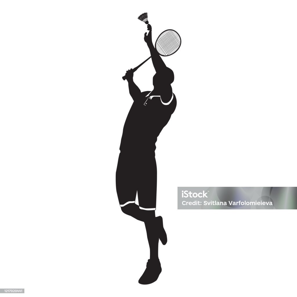 Cầu Thủ Cầu Lông Với Vợt Và Tàu Con Thoi Bóng Đen Minh Họa Vector ...