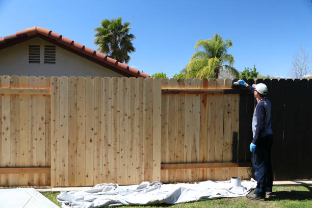 istock Man Paints Fence WS Behind 1217025443