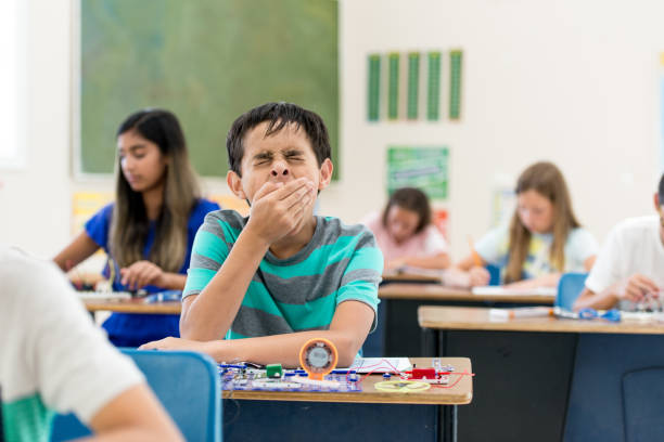 istock Elementary School Boy Is Bored in Class stock photo 1217026539