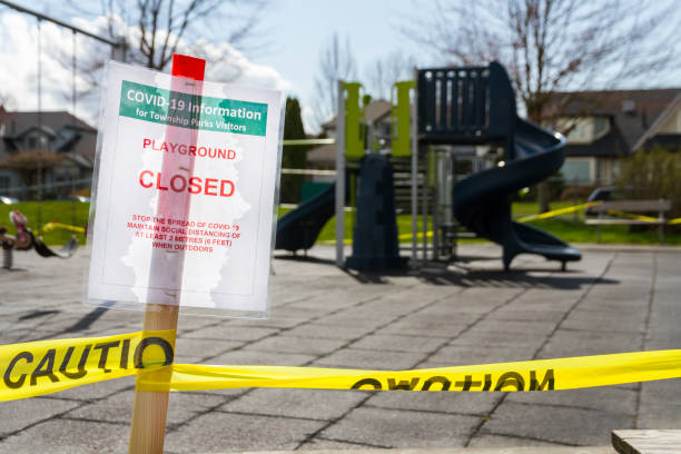 istock Caution taped COVID playground closed sign 1217027523