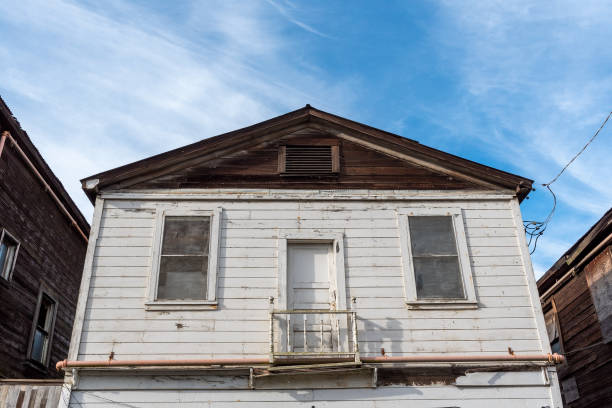 Walnut Grove, California, USA, January 12, 2020 - Abandoned House  on main street of Locke, an old chinse settlement in the Sacramento Delta