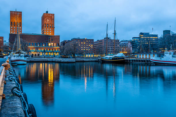istock Oslo city hall in winter time, Norway 1217033109